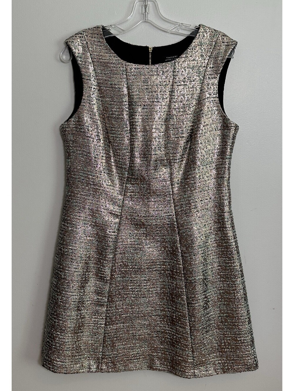 Tahari ASL Metallic Jacquard Fit & Flare Sleeveless Dress Cocktail Wedding 12P